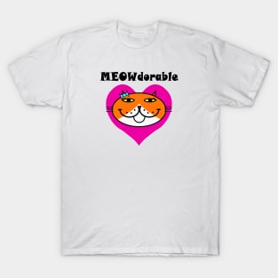 MEOWdorable - PURRty Orange Kitty on Pink Heart T-Shirt